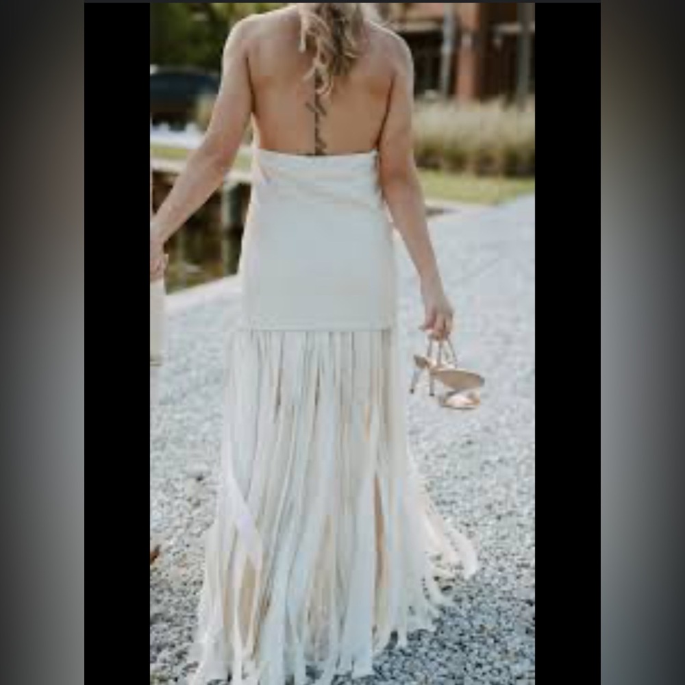 Zara sand halter ZW collection fringe dress - Picture 2 of 4